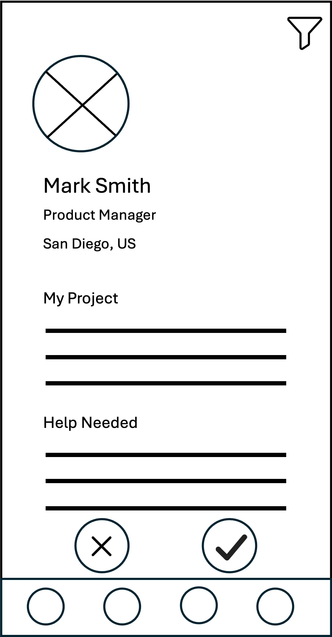 Profile card with unsectioned text