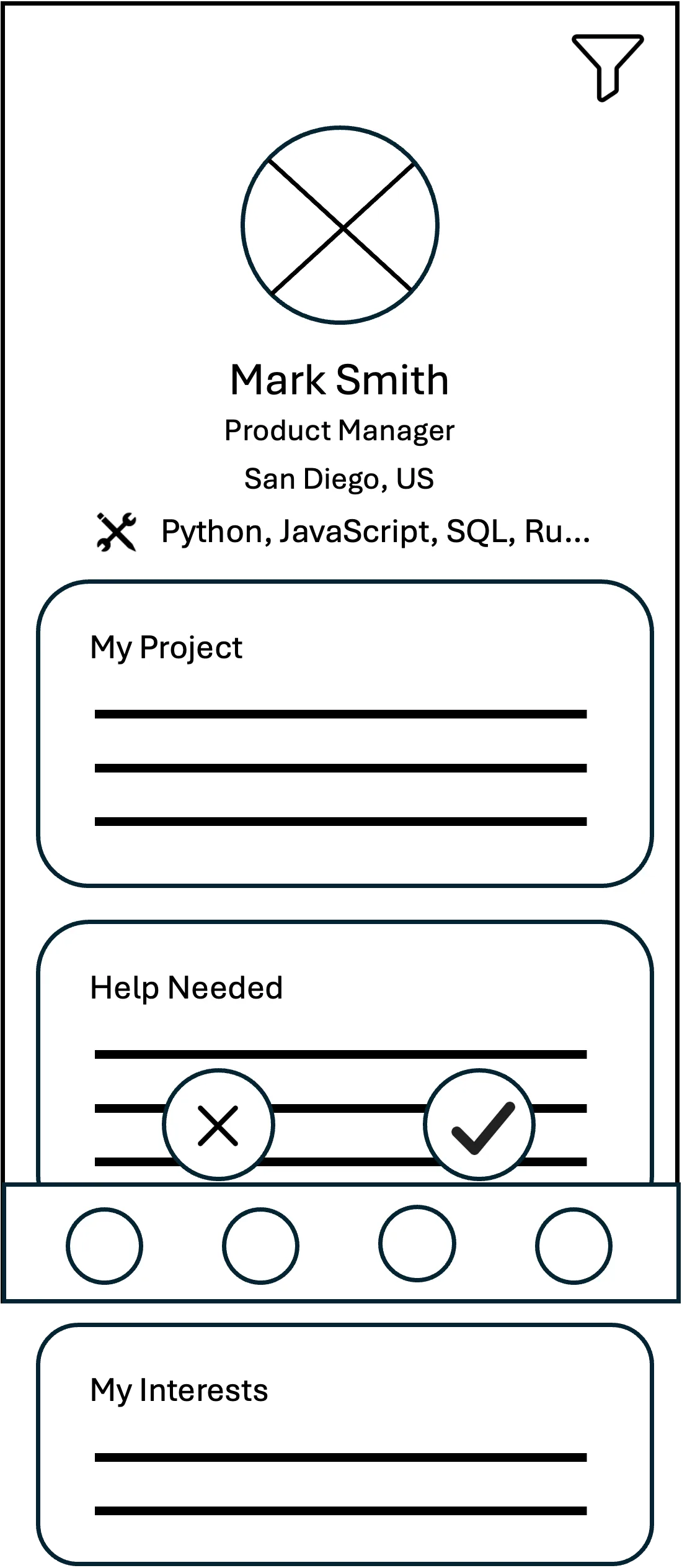 Profile card with skills under the header section